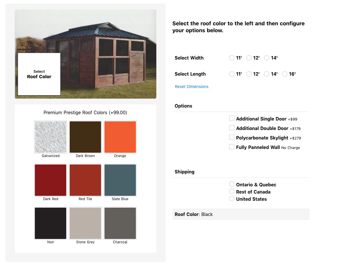 Screenshot of Prestige checkout page